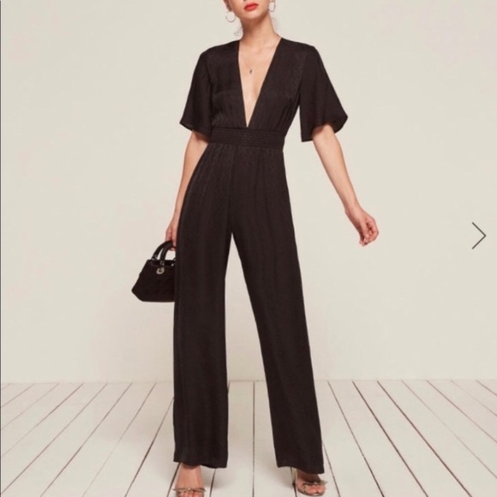 Reformation Black Silk Jump Suit – sz 12